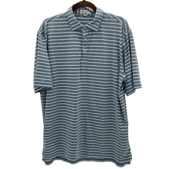 Peter Millar Blue Stripe Summer Comfort Polo Men's Size L - Picture 1 of 7